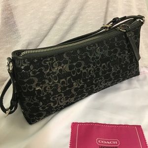 Coach Bag, Black and Silver Metallic Pattern